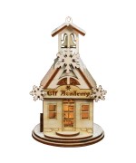NEW - Ginger Cottages Wooden Ornament - Elf Academy Schoolhouse